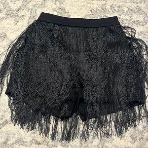 Shein black shorts with fringes